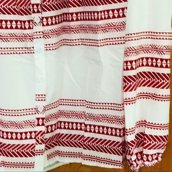 Boho‎ Peasant Blouse White & Red Size Large - Picture 4 of 9